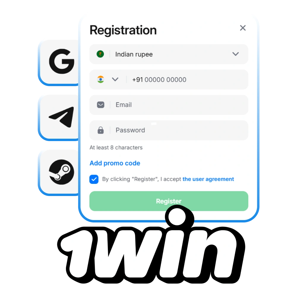 Sign up for 1win to place bets and play casino games in India.